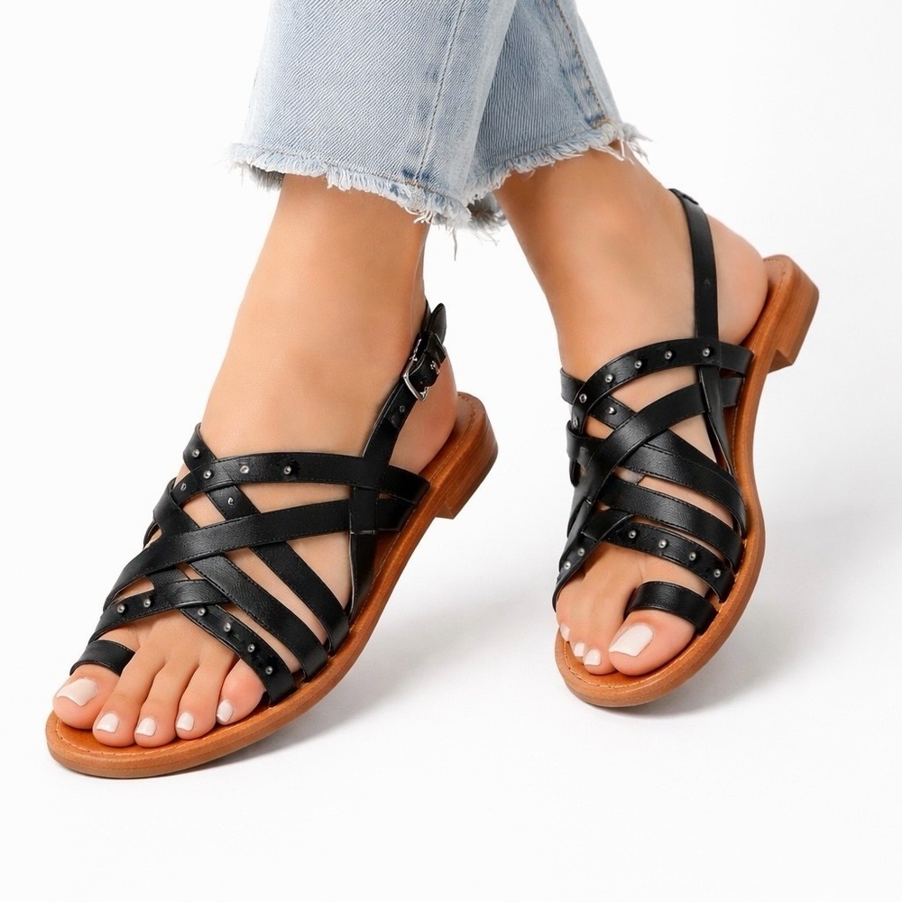 [Franco Sarto] Black Strap Leather Sandals